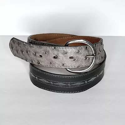 Tony Lama Belt Size 36 Gray Ostrich Leather  Exotic Texas USA Made • $22