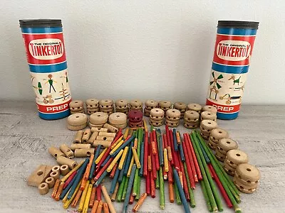 Lot Of Vintage Original Tinkertoys Prep No.116 Cannisters & Pieces  Incomplete • $18