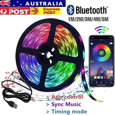 1M 5M LED Strip Light 5050 RGB USB 5V Bluetooth Music TV Back Room Lamp Deco Set • $6.88