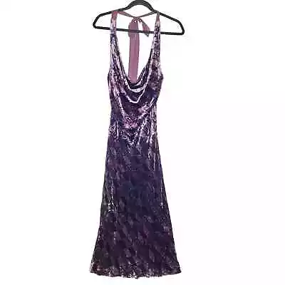 Vintage Y2K Diane Von Furstenberg Silk Velvet Bias Halter Dress 6 Drape Blouson • $49.99