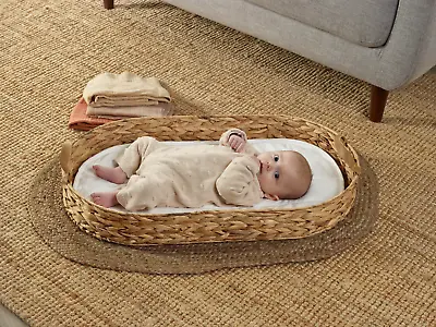 Artisan Baby Newborn Changing Basket Organic Change Mat Handmade Woven • £39.99