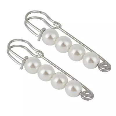 £6.46 • Buy 2 Pieces Safety Pin Pearl Brooch For Wedding Bridal Dress,