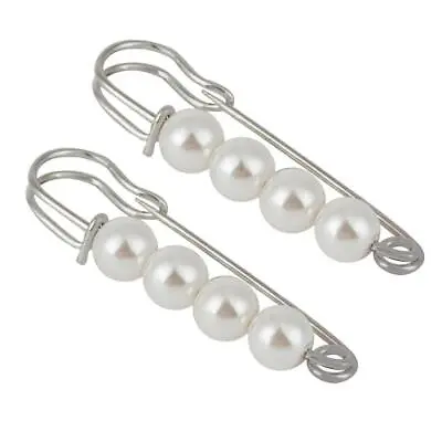 2 Pieces Safety Pin Pearl Brooch For Wedding Bridal Dress • £6.96