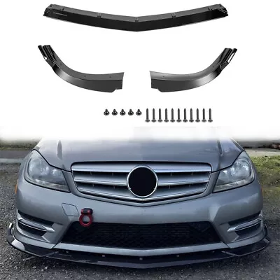 Gloss Black Front Bumper Lip For 2012-14 Mercedes Benz C250 C300 W204 Amg Sport • $48.36