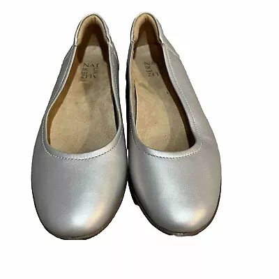 Naturlizer Maxwell Metallic Silver Leather Ballet Flats With Rubber Soles 10M • $17