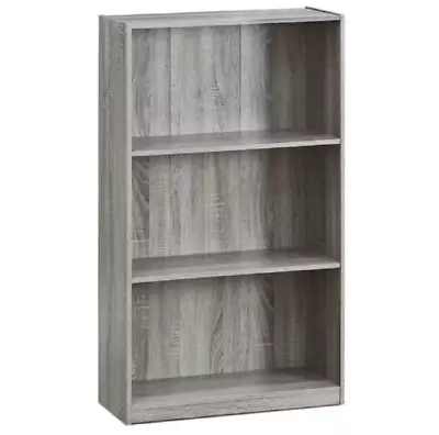 Gray Oak Wooden 3 Shelf Bookcase Storage Bookshelf Shelves Home Office Organizer • $48.89