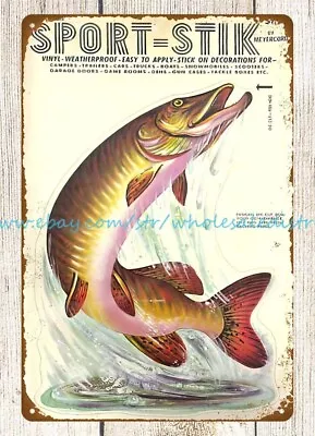 1960s Sport-Stik Muskie Fising Decor Metal Tin Sign Buy Posters Online • $18.94