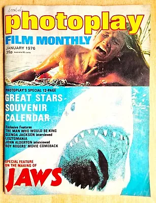 Photoplay Magazine January 1976 Jaws Marilyn Monroe Sean Connery Judy Garland • $3.64