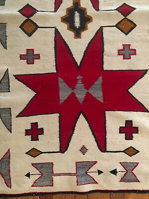 Vintage Navajo Spiderwoman Vallero Star Rug Weaving Blanket 41 X 71 Spirit Line • £2292.19