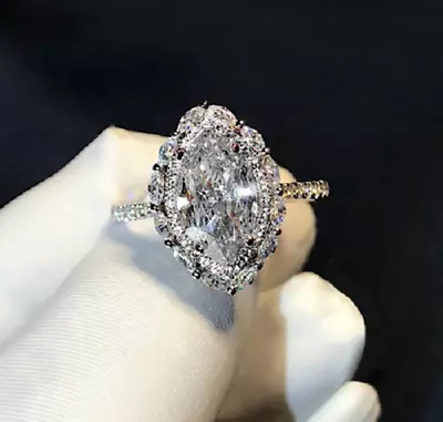 2Ct Marquise Lab Created Diamond Vintage Halo Engagement Ring 14K White Finish • $144