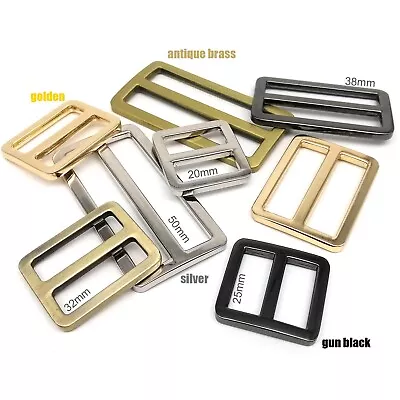 Metal Leather Bag Strap Belt Adjust Tri-glide Pin Buckle Slider Rectangle O Ring • £2.27