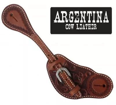 Showman Men's Size Argentina Cow Leather Spur Straps W/ Floral Tooling • $25.49