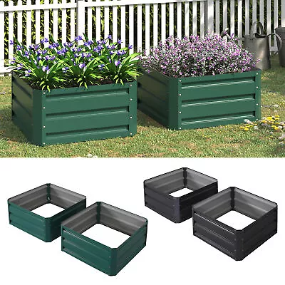 Set Of 2 Raised Garden Bed Galvanised Steel Planter Boxes Easy Setup • £38.99