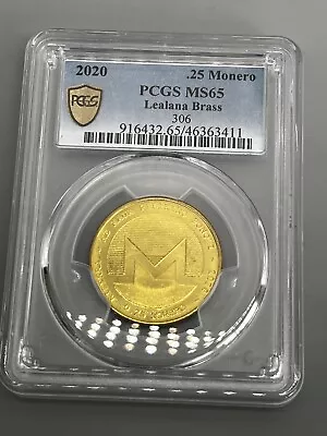 Lealana Monero .25 XMR Brass MS-65 GR Addy Incl Face-bit Coin Lealana CASASCIUS • $599.99