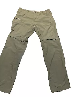 Mountain Hardwear Nylon Convertible Hiking Travel Pants Size 38X34 Army Green • $22.99