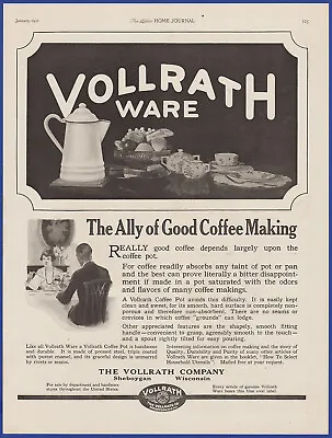Vintage 1921 VOLLRATH Ware Coffee Pot Pots & Pans Kitchen Ephemera 20's Print Ad • $12.71