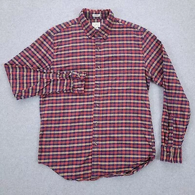 J CREW Flannel Button Down Shirt Medium Classic Fit Long Sleeve Plaid Mens • $14.98