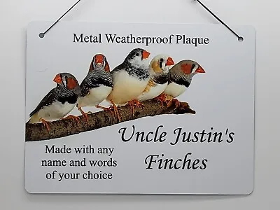 Personalised  Finches Plaque Aviary Sign Finch Bird House Name Metal • £8.45