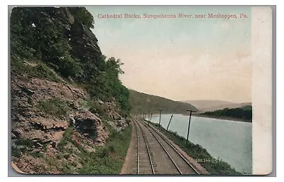 Railroad Line Cathedral Rocks MESHOPPEN PA Wyoming County Pennsylvania Postcard • $4.99