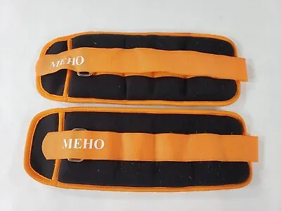 Two MEHO Orange Adjustable Strap Ankle Wrist Arm Leg Weights 3 Lbs Each • $10.63