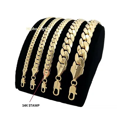Mens Miami Cuban Link Chain Necklace Bracelet 14K Gold Plated • $13.99