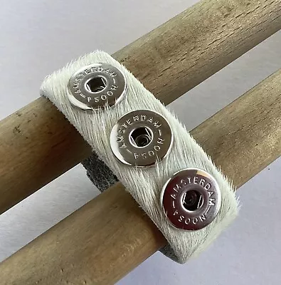$15 • Buy Genuine Noosa Amsterdam Cowhide Wrap Bracelet,  White, Size S Or M