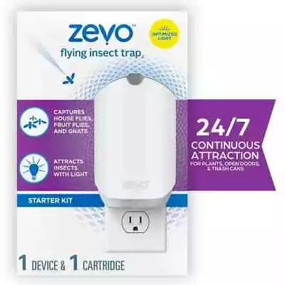 Zevo Flying Insect Fly Trap (1 Device + Refill) Featuring Blue UV Light • $18.38