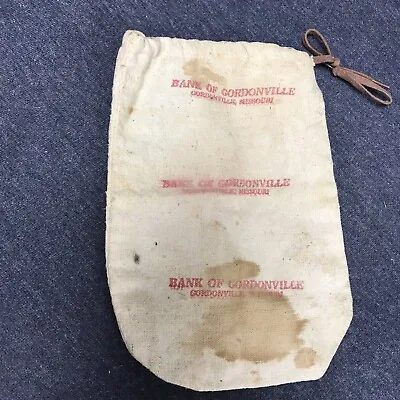 Vintage Bank Of Gordonville Missouri Money Bag Made From Pioneer Feed Sack • $128.23