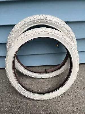 16x1.75 Kenda Freestyle Bmx White Tires Pit Bike Scooter Set Tubes Old School • $60