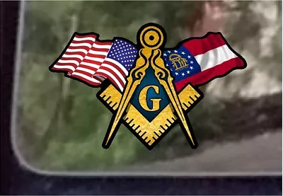 ProSticker 045 (One) 3  X 5  American Georgia Flags Masonic Decal Sticker USA • $7.95