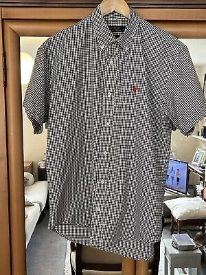 POLO RALPH LAUREN Black/white Check SHORT SLEEVE  Classic FIT SHIRT  XL • £18