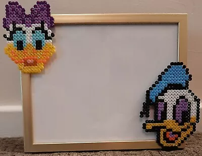 Donald Duck And Daisy Photo Frame Made With Fuse Beads And Glitter • £6.99