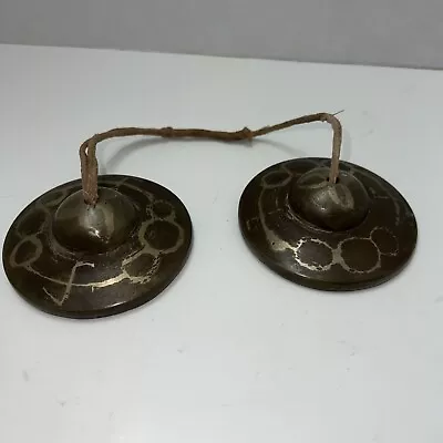 Vintage Bronze Tibetan Buddhist Bells Cymbals Healing Meditation Beautiful Tones • $85