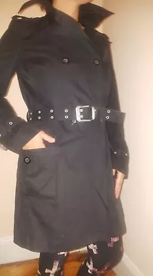 Vanessa Bruno Paris - Designer Black Trench Coat Jacket With Silver Buckles • $55