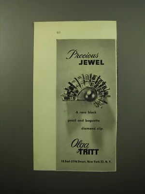 1950 Olga Tritt Black Pearl And Baguette Diamond Clip Advertisement • $19.99