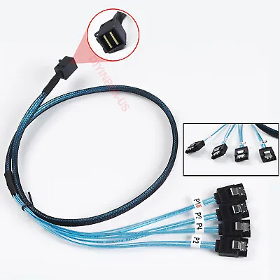 1-4pcs Mini SFF 8643 36pin To Mini 4X SATA 7Pin HD Reverse Breakout Cable 12Gb/s • $17.98