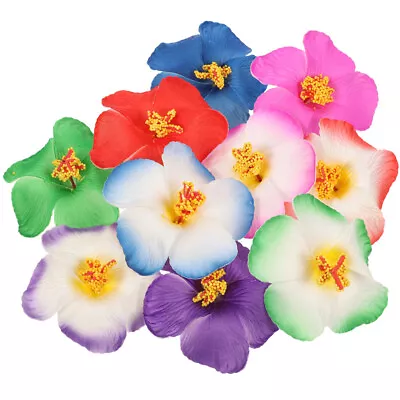  10 Pcs Simulated Hibiscus Flower Faux For Crafts Bride Decorations Wedding • £5.82