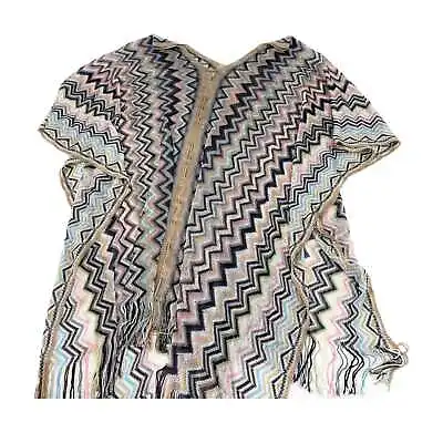 Missoni Beige-Pink Keyhole Neck Poncho | Made In Italy • $100
