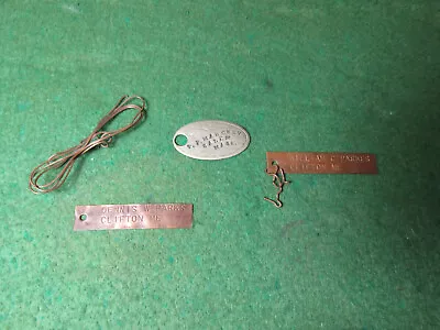 Civil War Oval Silver Dog Tag Eagle T. F. Mahoney Salem Mass. + 2 Copper Tags Me • $100