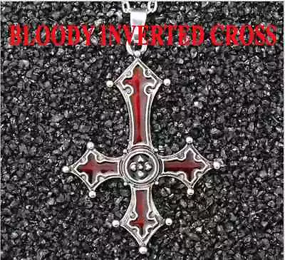 Inverted Cross Bloody Cross Pendant Satanism Necklace Vampire Lucifer Gothic  • £17.26
