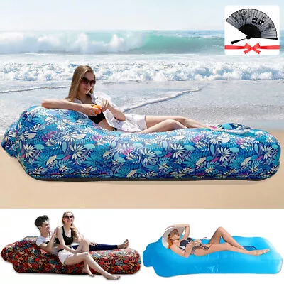 Outdoor Inflatable Sofa Air Bed Lounger Sofa Lazy Sack Hangout Camping Beach Bag • £11.89