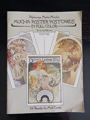 Poster Postcards 24 Ready Mail Cards Alphonse Maria Mucha 1986 Dover Color-used • $12