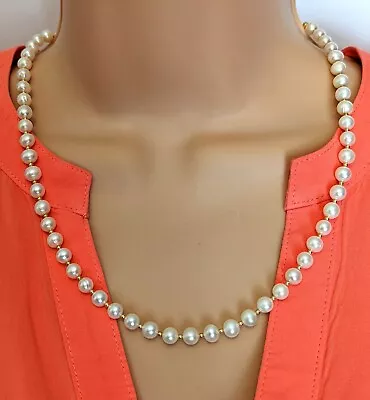 9ct Gold Pearl Necklace With 9ct Gold Beads And Natural White Freshwater Pearls • £84.99