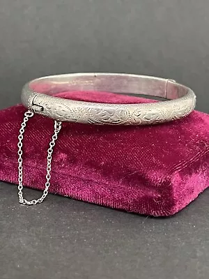 Vintage English Sterling Silver RPH Hinge Bracelet Engraved • $34.86