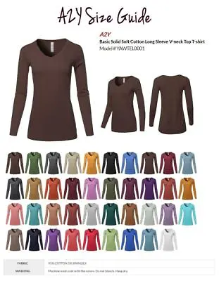 $15.99 • Buy Basic Solid Soft Cotton Long Sleeve V-neck Top T-shirt
