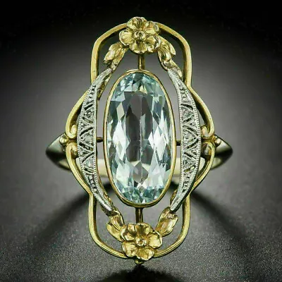 Antique Victorian Wedding Ring 14K Yellow Gold Plated 4.11 Cubic Zircon Ring • $179.96