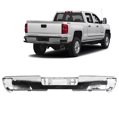 Chrome Rear Bumper Face Bar For 15-19 Chevy Silverado GMC Sierra 1500 2500 3500 • $166.99