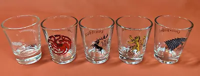 Game Of Thrones Shot Glasses Set Of 5 HBO Official House Sigils • £17.35