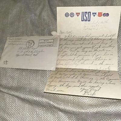 1942 WWII Letter Ft Dix To Edgewood Arsenal MD: USO Letterhead Prisoner’s Camp • $24.95