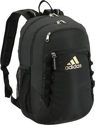 ADIDAS EXCEL 6 19  LARGE Backpack School 15  Laptop Bag BLACK GOLD $65 NWT • $44.25